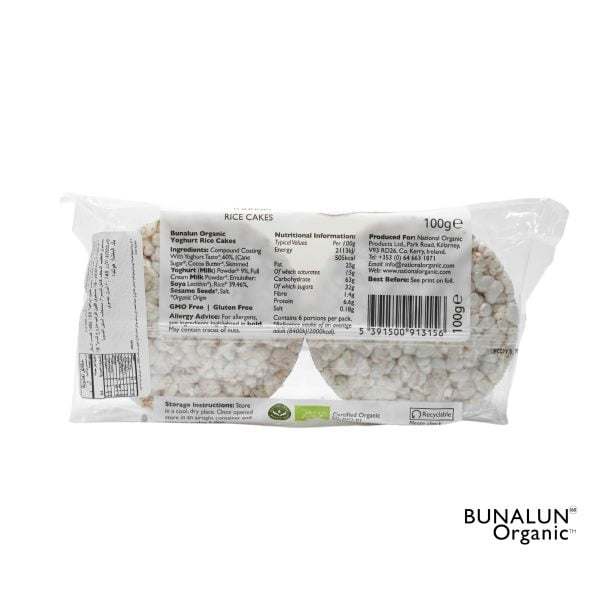 Bunalun Organic Snacks Yoghurt Rice Cakes 100 gm