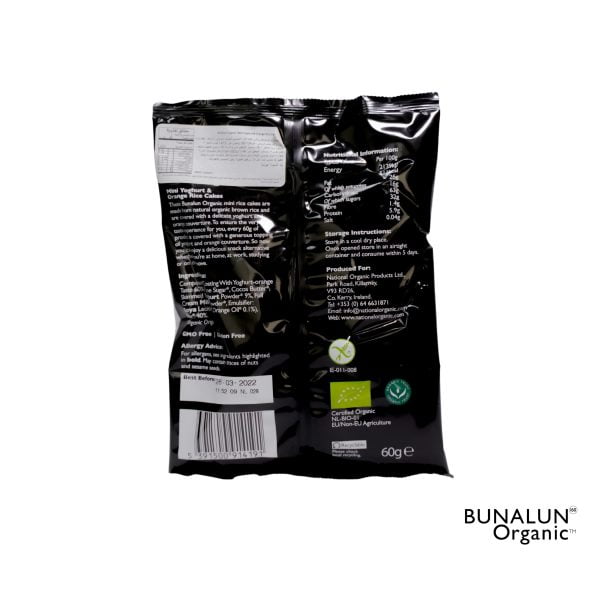 Bunalun Organic Snacks Mini Yoghurt and Orange Rice Cakes 60 gm