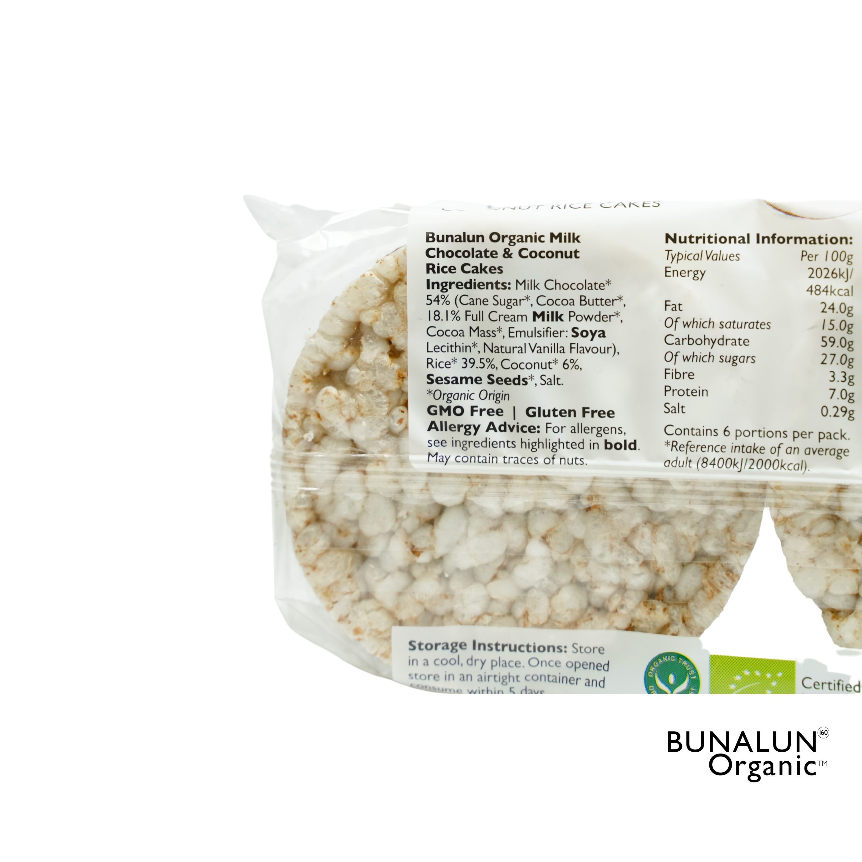 Bunalun Organic Milk Chocolate & Coconut Rice Cakes