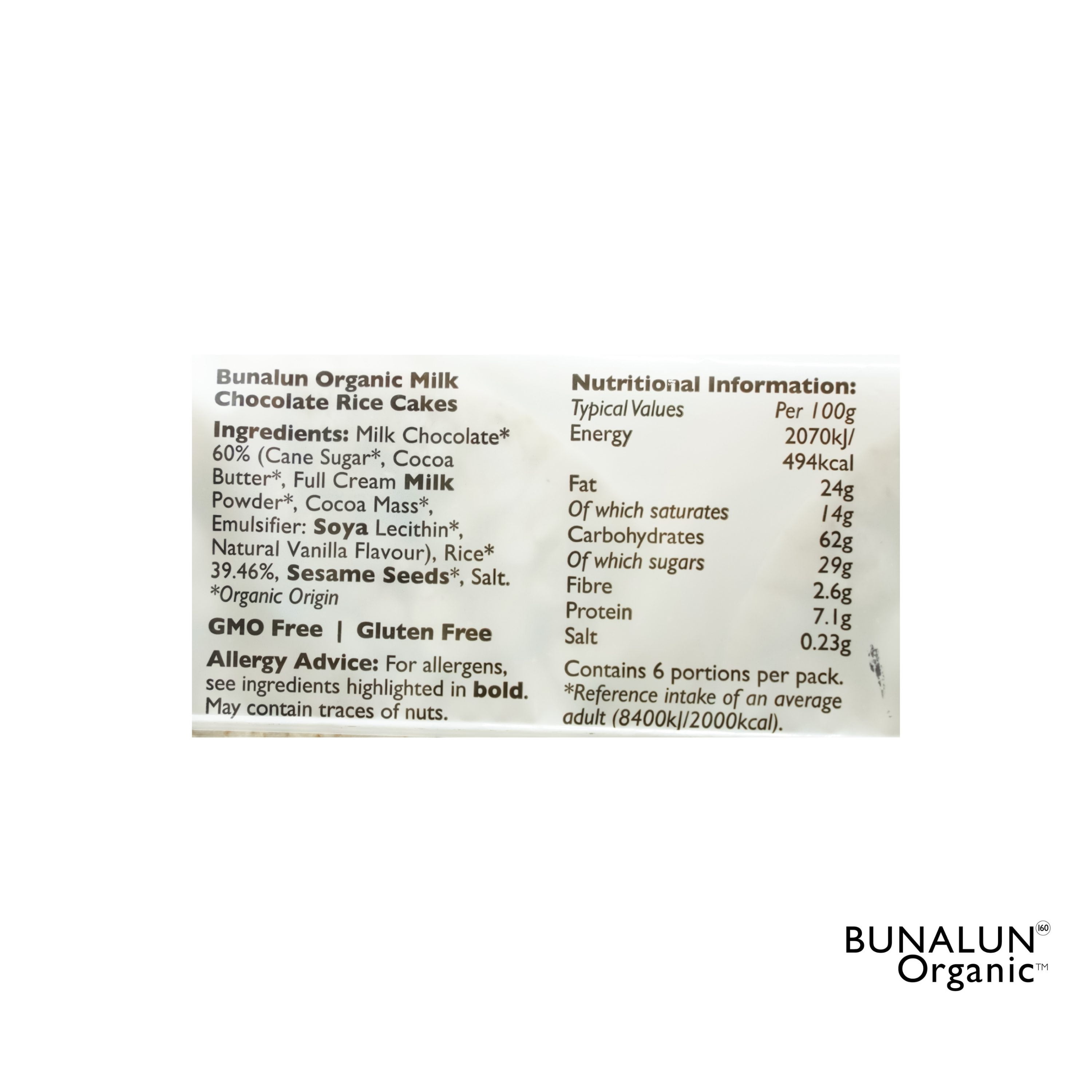 Bunalun Organic Milk Chocolate & Coconut Rice Cakes