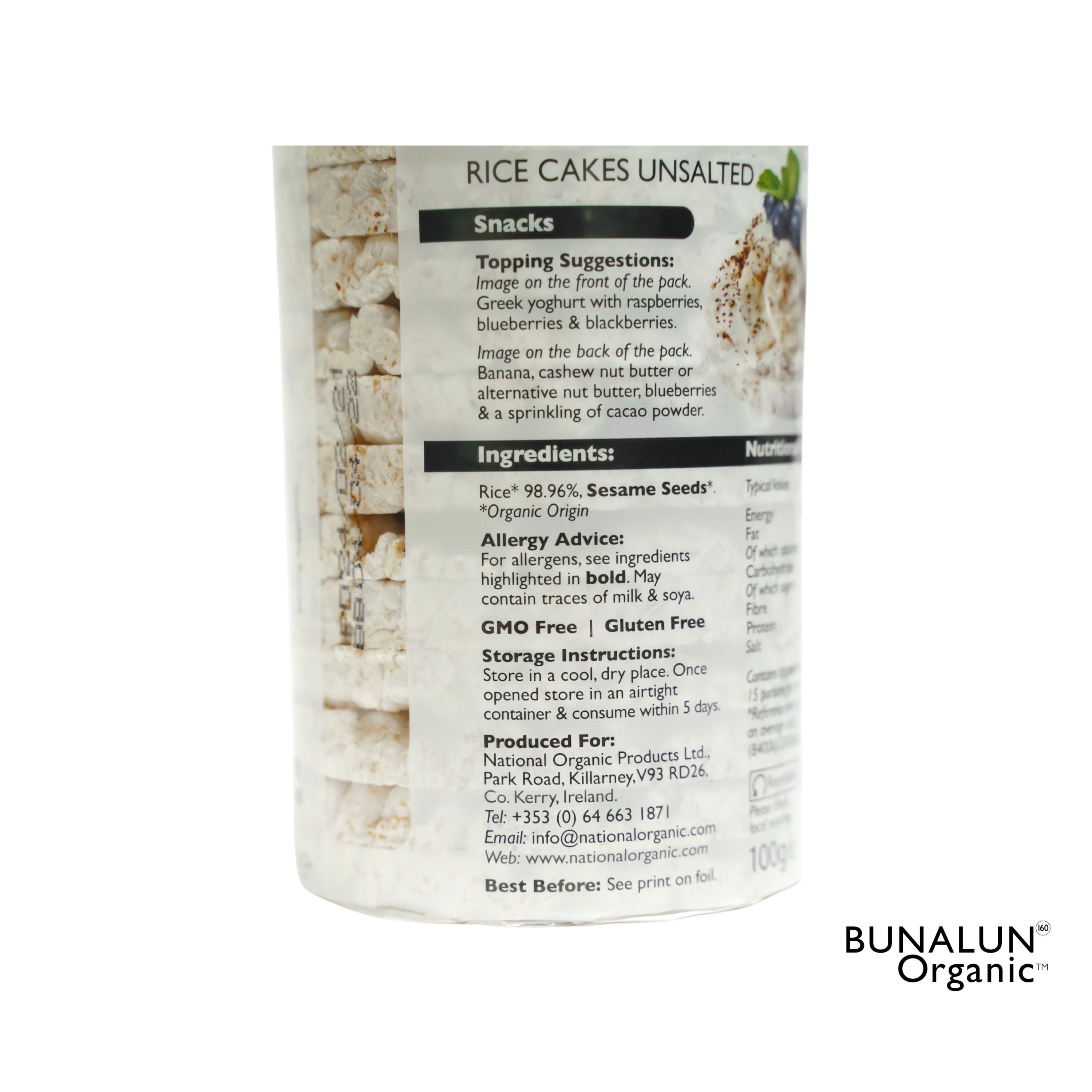 Bunalun Organic Unsalted Rice Cakes