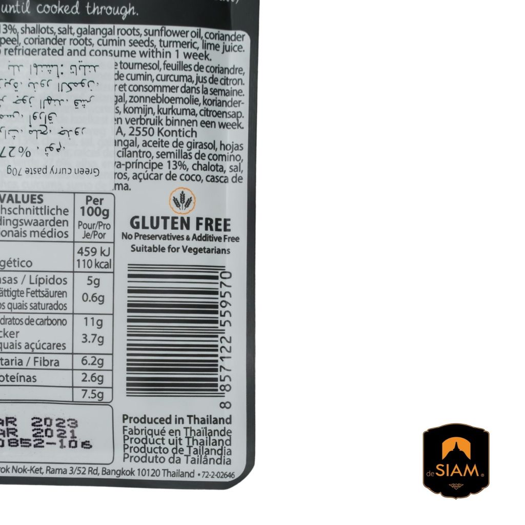 De Siam Green Thai Curry Paste-70g - Buy Like Chefs