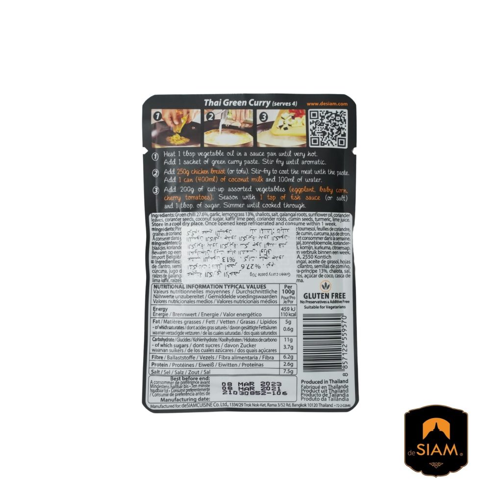 De Siam Green Thai Curry Paste-70g - Buy Like Chefs