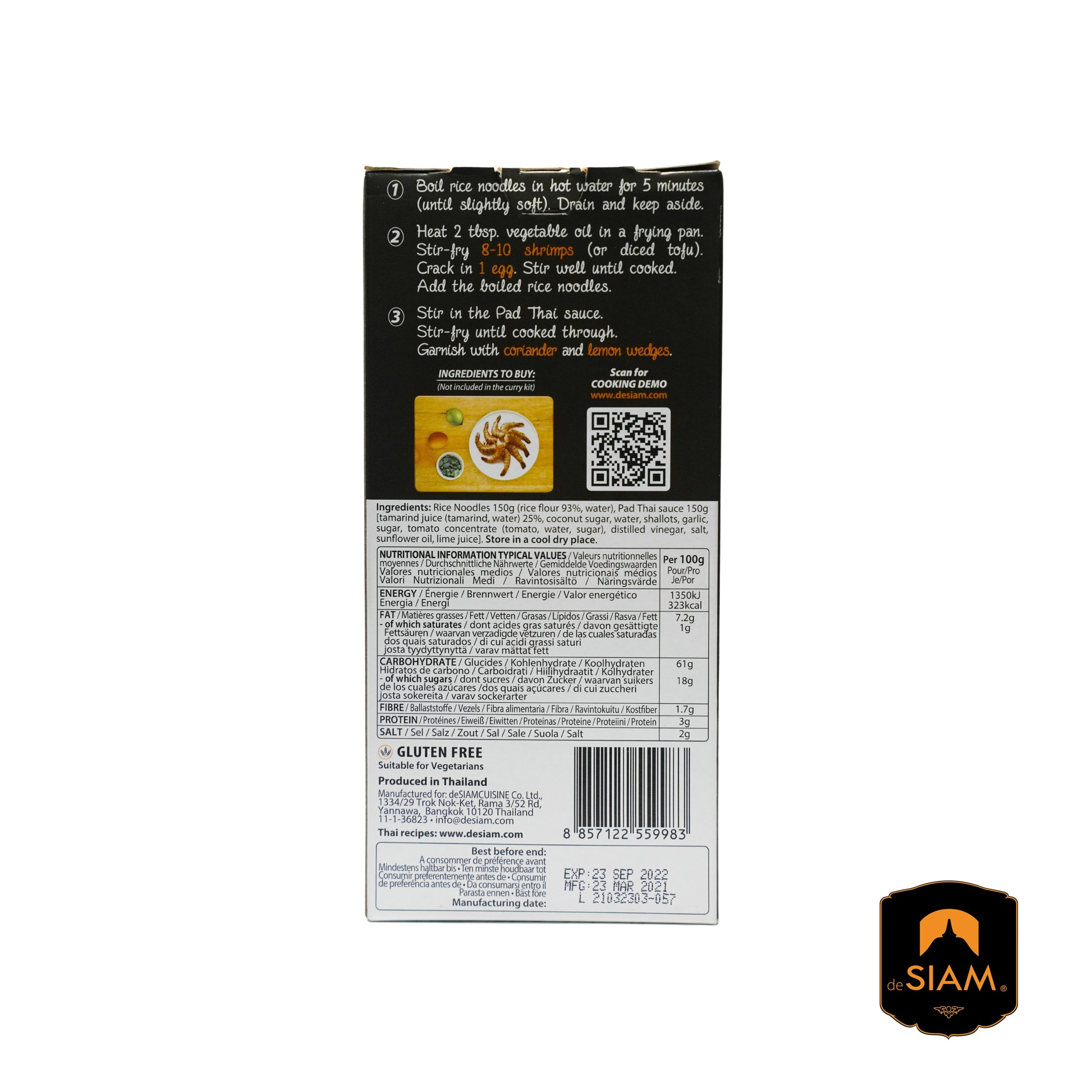 De Siam Pad Thai Noodles Kit