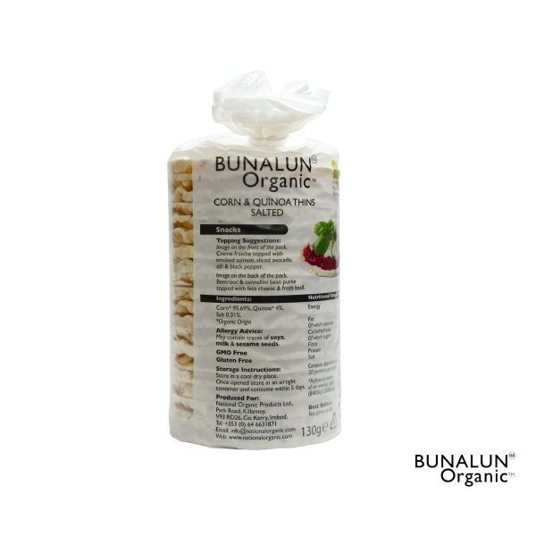 Bunalun Organic Snacks Corn & Quinoa Thins Salted