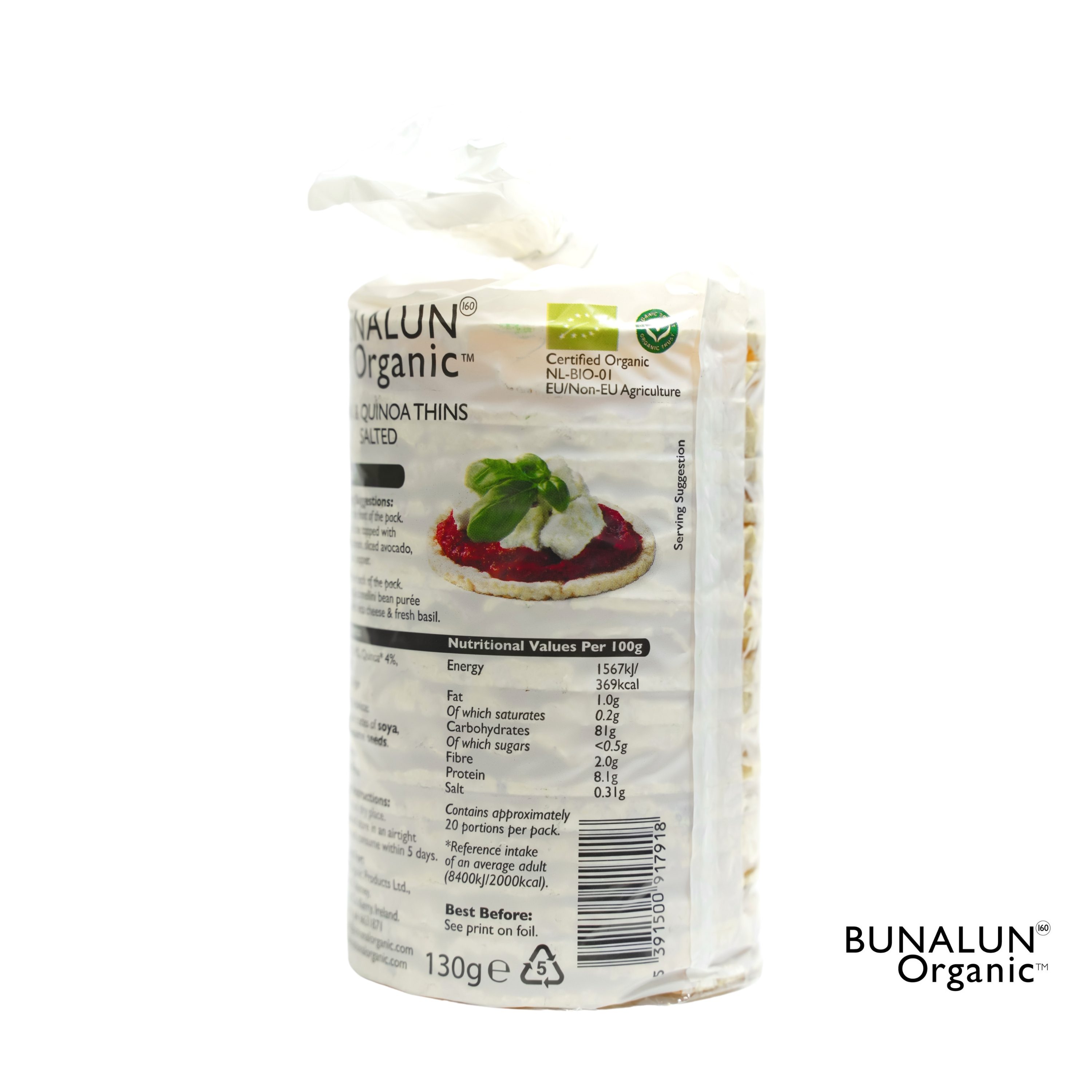 Bunalun Organic Snacks Corn & Quinoa Thins Salted