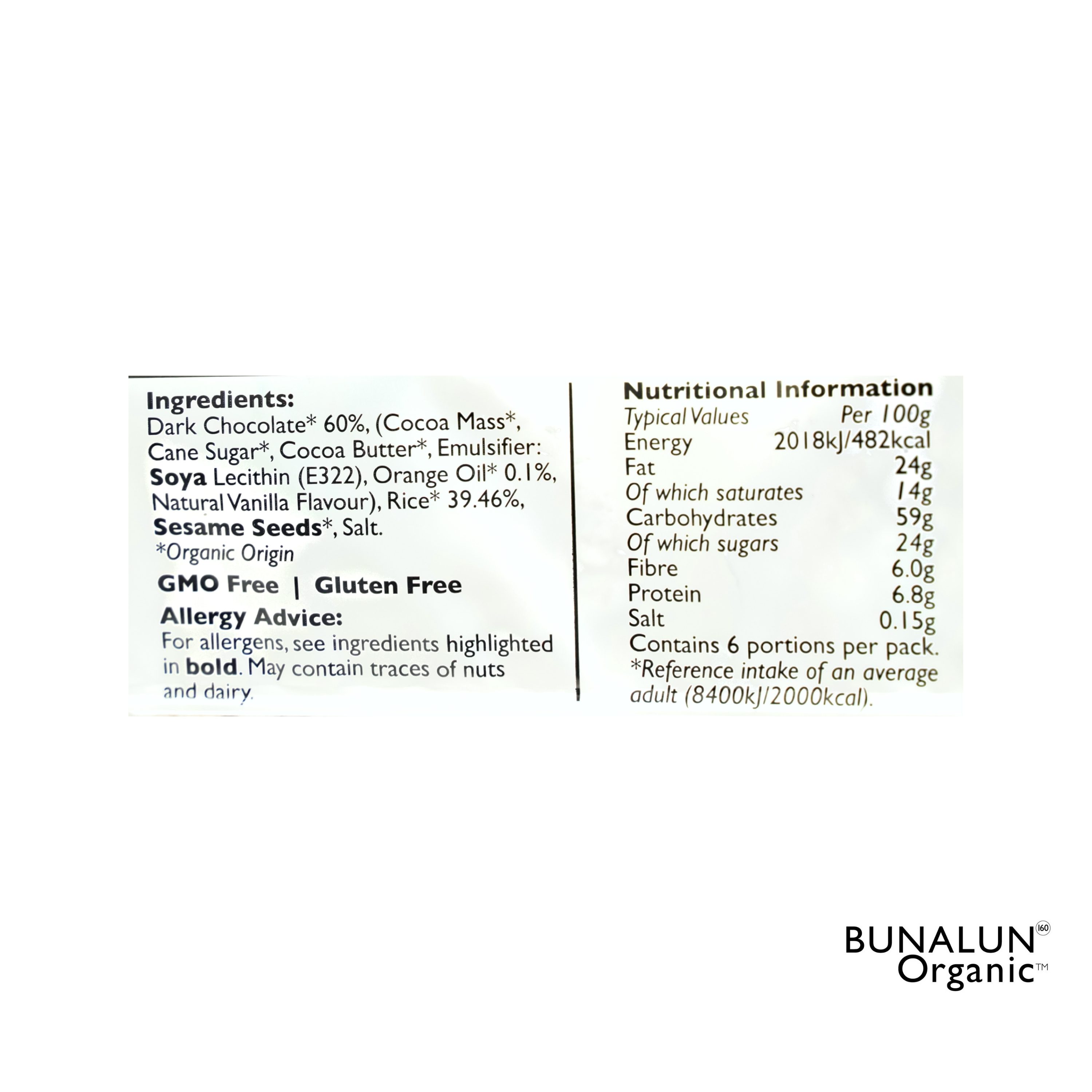 Bunalun Organic Snacks Dark Chocolate & Orange Rice Cakes