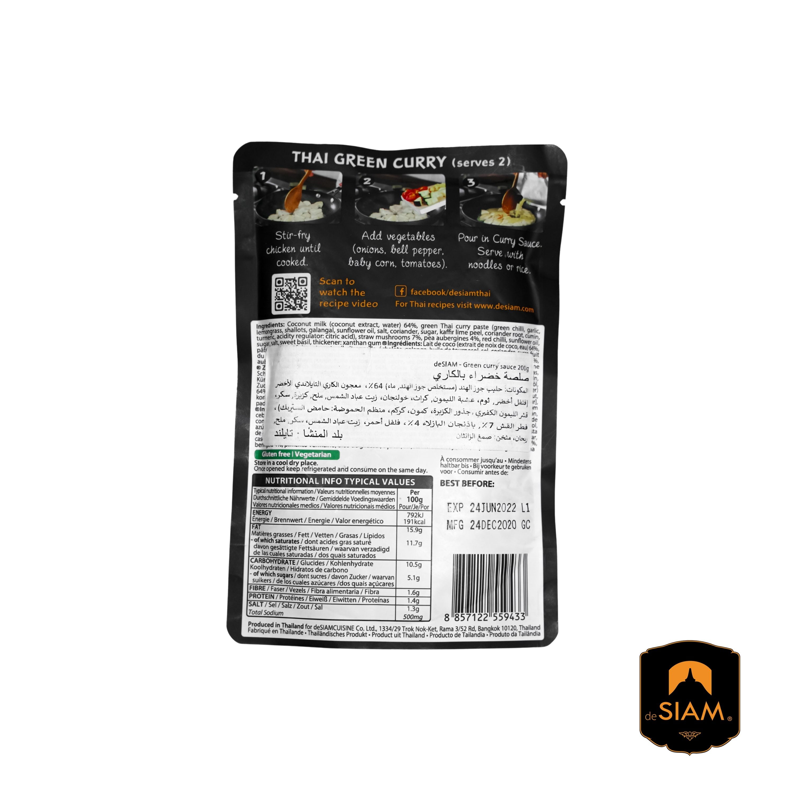 De Siam Thai Green Curry Sauce