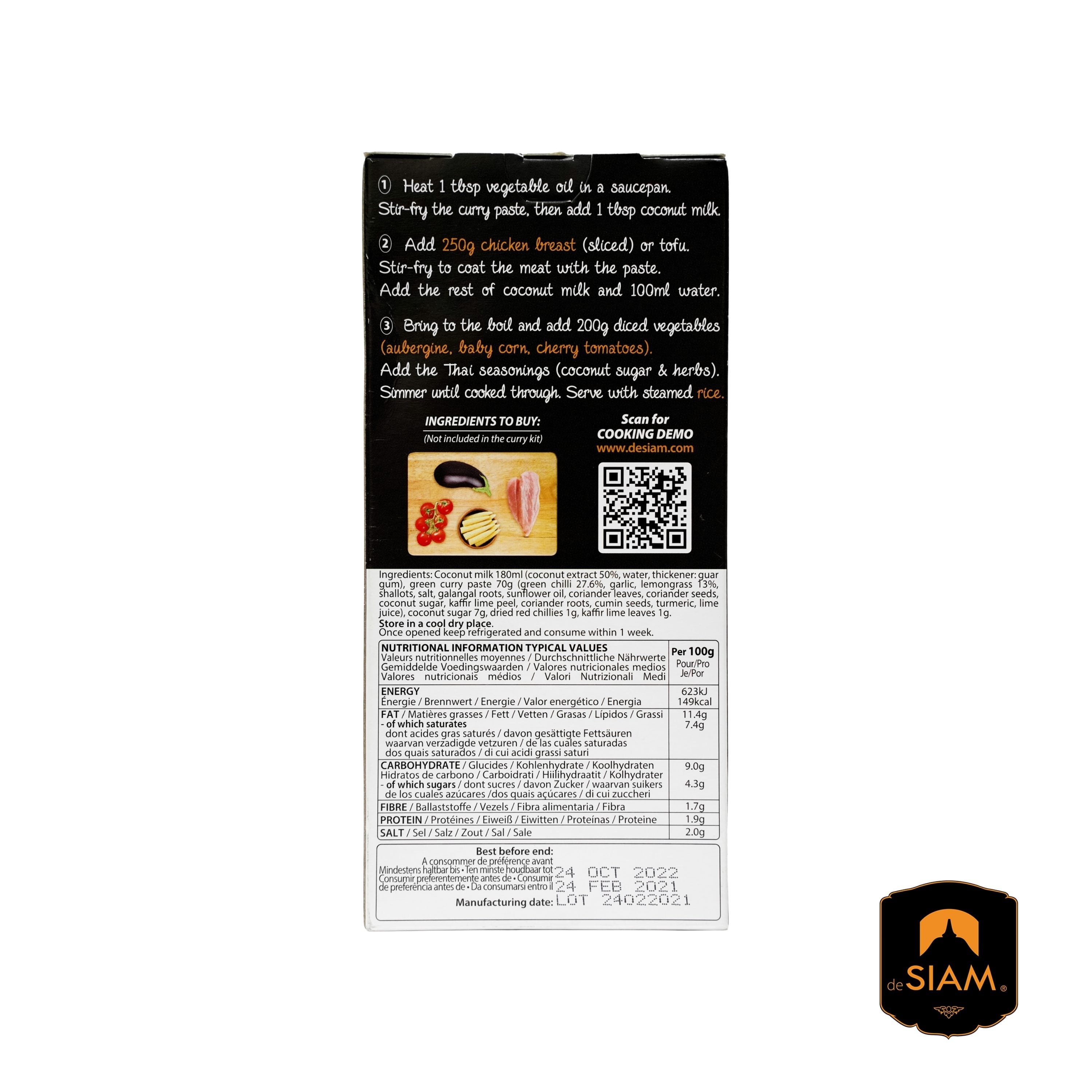 De Siam Thai Meal Kit Green Curry