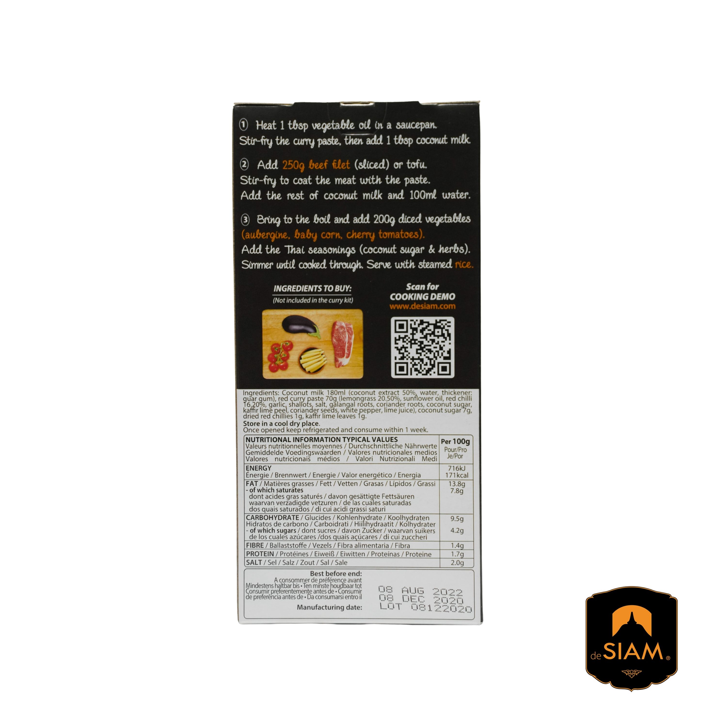 De Siam Thai Meal Kit Red Curry