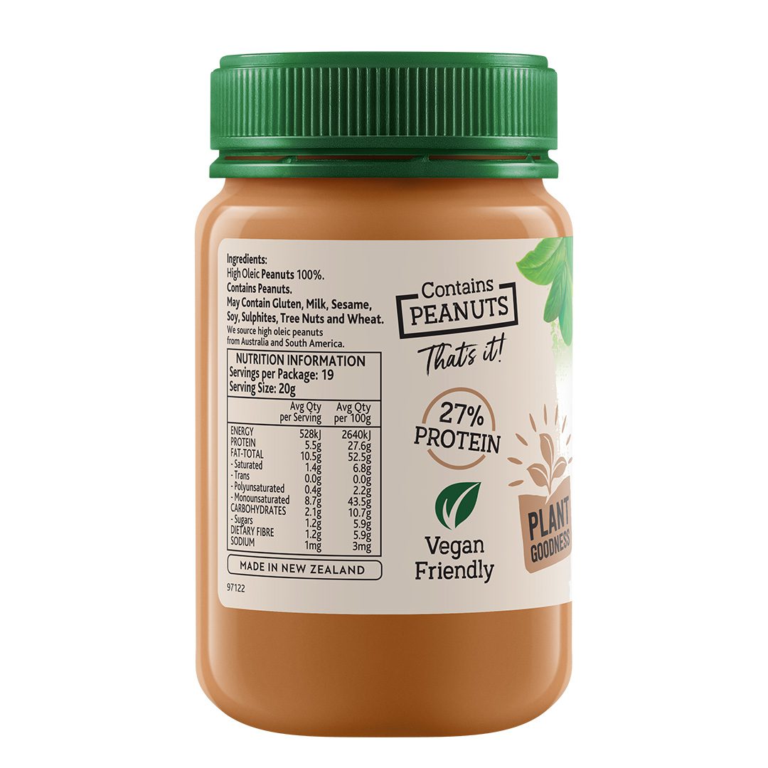 Mother Earth Natural Unsalted Smooth Peanut Butter (No Added Sugar) 380gms - Image 3