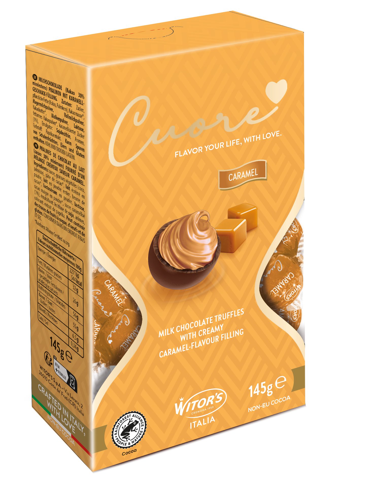 Witors Cuore Italian Chocolate Caramel Box 145gm